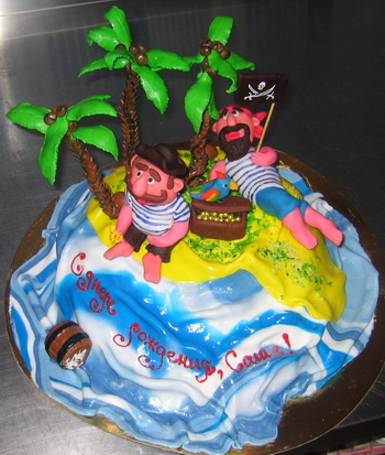  Торт с пиратами на острове